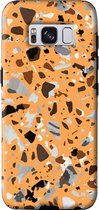 Samsung Galaxy S8 Telefoonhoesje - Extra Stevig Hoesje - 2 lagen bescherming - Met Marmerprint - Terrazzo - Oranje