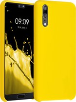 kwmobile telefoonhoesje voor Huawei P20 - Hoesje met siliconen coating - Smartphone case in stralend geel