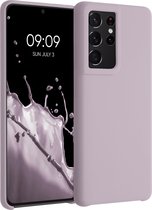 kwmobile telefoonhoesje geschikt voor Samsung Galaxy S21 Ultra - Hoesje met siliconen coating - Smartphone case in lila wolk