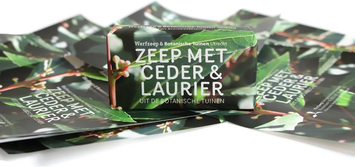 Werfzeep botanische tuinen – Ceder & laurier - Natuurlijke zeep - Handgemaakt - Vegan zeep – 100 gram