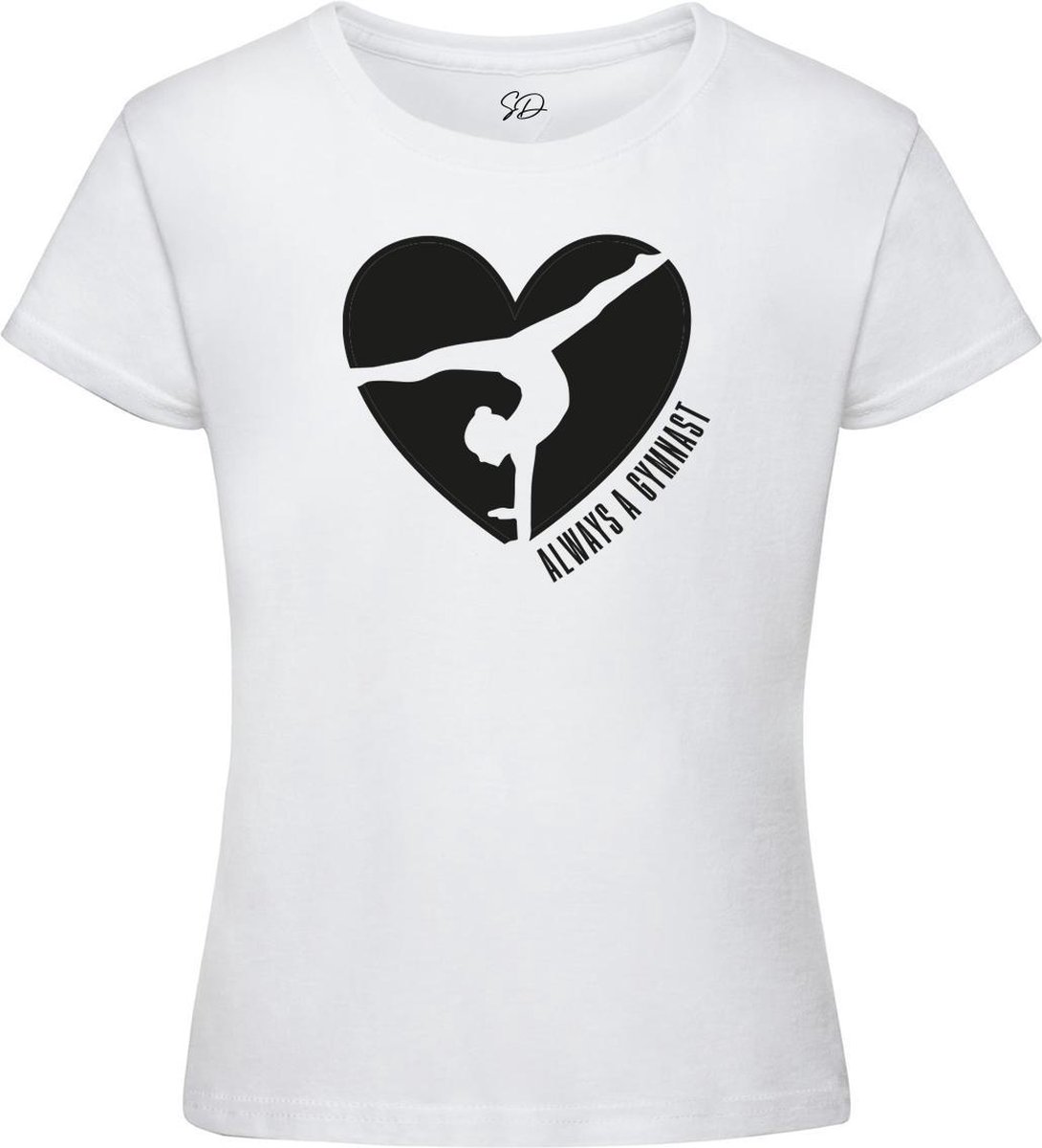 Sparkle&Dream - T-Shirt \'Love Gymnast\' Wit - XS - voor turnen en gymnastiek