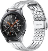 Stalen Smartwatch bandje - Geschikt voor Strap-it Samsung Galaxy Watch 46mm roestvrij stalen band - zilver - Strap-it Horlogeband / Polsband / Armband