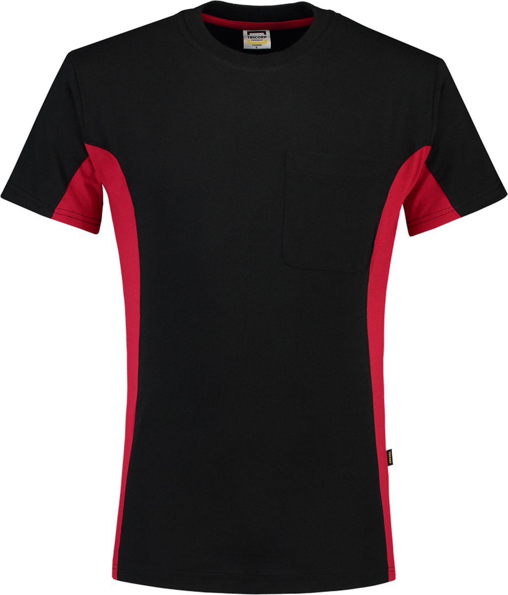 Tricorp bi-color t-shirt - Workwear - 102002 - zwart-rood - maat  M