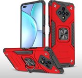 Voor Infinix Zero 8 Magnetic Armor Schokbestendig TPU + pc-hoesje met metalen ringhouder (rood)