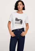 Mango T-shirt Katoenen T Shirt Met Print 17003266 01 Dames Maat - XXL