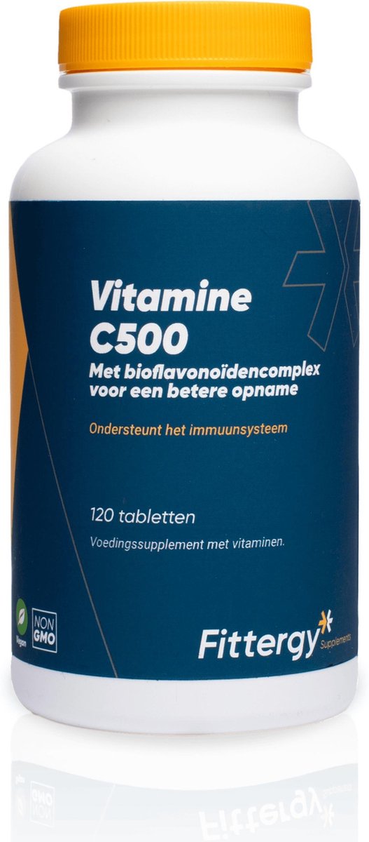Fittergy Supplements - Vitamine C500 met Bioflavonoïden - 120 tabletten - met Bioflavonoïden - Vitaminen - vegan - voedingssupplement