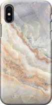 Apple iPhone X/10/XS Telefoonhoesje - Premium Hardcase Hoesje - Dun en stevig plastic - Met Marmerprint - Marmer - Goud