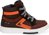 Bunnies JR 221852-519 Jongens Hoge Sneakers - Bruin/Oranje - Leer - Veters