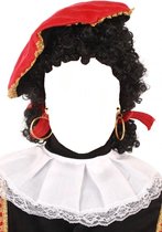 Pruik - Zwart - Piet - Verstelbare kap - Met staartjes