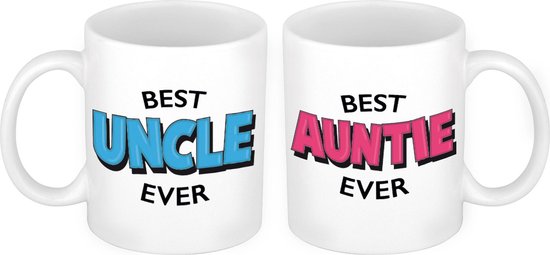 Best Auntie en Best Uncle mok - Oom en Tante cadeau/ cadeautje beker