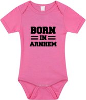 Born in Arnhem tekst baby rompertje roze meisjes - Kraamcadeau - Arnhem geboren cadeau 80 (9-12 maanden)