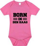 Born in Den Haag tekst baby rompertje roze meisjes - Kraamcadeau - Den Haag geboren cadeau 68 (4-6 maanden)