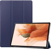 Tri-Fold Book Case Kunstleer Blauwe Hoes Geschikt voor Samsung Galaxy Tab S7 FE