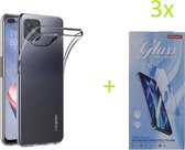 Hoesje Geschikt voor: Oppo Reno 4Z 5G Transparant TPU Silicone Soft Case + 3X Tempered Glass Screenprotector