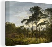 Canvas Schilderijen - Italiaans landschap met parasoldennen - Hendrik Voogd - 80x60 cm - Wanddecoratie
