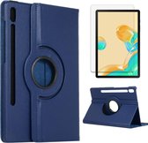 Case2go - Tablet hoes geschikt voor Samsung Galaxy Tab S7 (2020) - Draaibare Book Case + Screenprotector - 11 Inch - Donker Blauw
