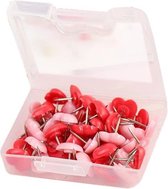 Set van 240 punaises: mix van roze en rode hartjes in doosjes