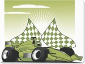 Muismat Formule 1 illustratie - Een groene racewagen van de Formule 1 in een illustratie muismat rubber - 23x19 cm - Muismat met foto