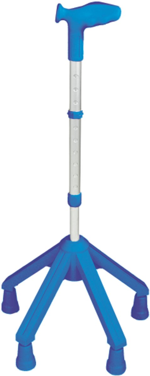 Rebotec Vierpoot Wandelstok Links Blauw