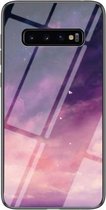 Voor Samsung Galaxy S10 Sterrenhemel Geschilderd Gehard Glas TPU Schokbestendig Beschermhoes (Dream Sky)