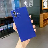 Effen kleur vierkant zacht TPU schokbestendig hoesje voor iPhone 12 (donkerblauw)