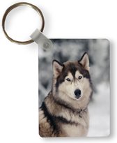 Porte-clés Husky - Portrait d'un Husky porte-clés plastique - porte-clés rectangulaire avec photo
