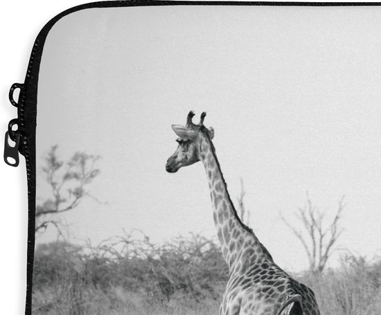 Etui pour ordinateur portable 13 pouces 34x24 cm - Girafes en noir et blanc - Etui pour Macbook & Laptop Les girafes boivent du lac en noir et blanc - Etui pour ordinateur portable avec photo