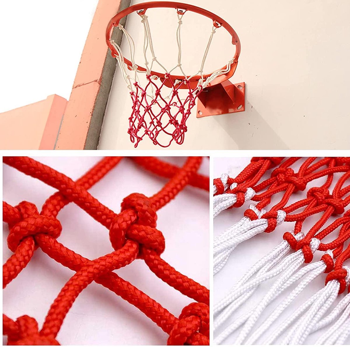 3 stuks basketbalnet, professioneel vervangend net, weerbestendig balnet, voor binnen of buiten, 12 lussen