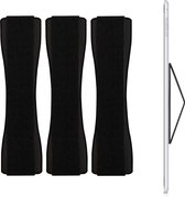 kwmobile 3x tablet vinger houder - Elastische tablet griphouder - Universeel - Met zelfklevende band - In zwart