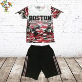 Shirt met short boston rood -s&C-110/116-Complete sets