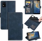 Voor ZTE Blade A31 Dual-side Magnetische Gesp Horizontale Flip Lederen Case met Houder & Kaartsleuven & Portemonnee (Donkerblauw)