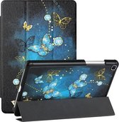 Voor Samsung Galaxy Tab A 8.0 (2019)/T290/T295/T297 Zijdetextuur Gekleurd Tekenpatroon Horizontale Flip Magnetische PU-lederen hoes met drievoudige houder (Diamond Butterfly)