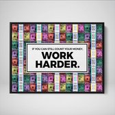 DEVICI Ingelijste Motiverende Wanddecoratie - Muurdecoratie - Work Harder Vault - Ingelijste Canvas Wall Art Ingelijste Wanddecoratie Kantoor Ingelijste Kunstposters & Kunstprints