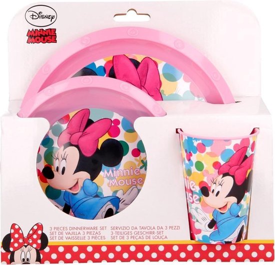 Samenwerking arm niezen Minnie Mouse servies - 3 delig - Disney kinderservies - roze | bol.com