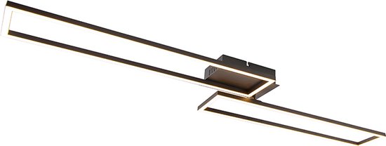QAZQA plazas - Moderne Dimbare LED Plafondlamp met Dimmer - 1 lichts - L 1100 mm - Zwart - Woonkamer | Slaapkamer | Keuken