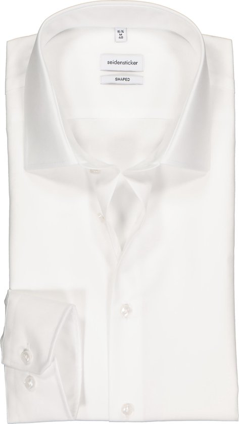 Seidensticker shaped fit overhemd - mouwlengte 7 - wit - Strijkvrij - Boordmaat: 46