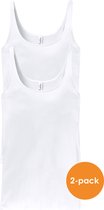 SCHIESSER Cotton Essentials dames singlet (2-pack) - hemd model - wit -  Maat: XL
