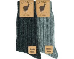 4 paar-Alpaca Sokken-dames en heren-gezellige wollen sokken-gemaakt van extra dik alpaca garen-gebreide sokken voor heren en dames-valentijn cadeau-maat: 35-38-grijs en antraciet