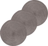 8x Ronde placemats donkergrijs 38 cm rotan look kunststof - Onderleggers