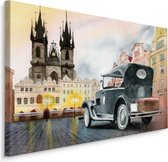 Schilderij - Oldtimer in de stad , print op canvas, Premium print