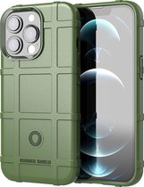 Apple iPhone 13 Pro Hoesje - Mobigear - Rugged Shield Serie - TPU Backcover - Groen - Hoesje Geschikt Voor Apple iPhone 13 Pro