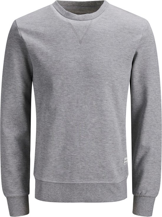 JACK & JONES sweatshirt katoen - O-hals - licht grijs melange -  Maat: