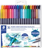 STAEDTLER Design Journey - Dubbele Brush pen met penseelpunt - set 36 st