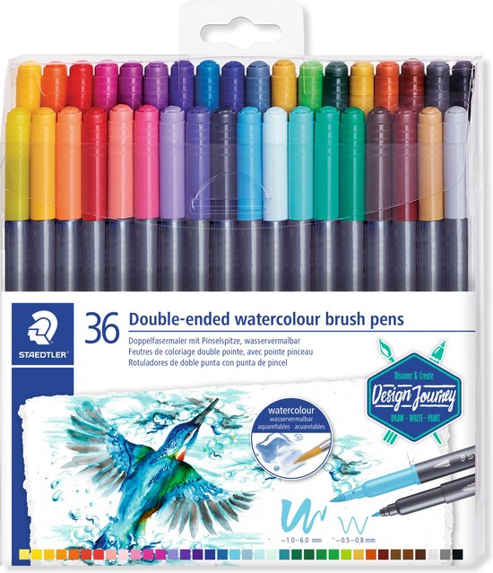 STAEDTLER Design Journey - Dubbele Brush pen met penseelpunt - set 36 st