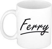 Ferry naam cadeau mok / beker met sierlijke letters - Cadeau collega/ vaderdag/ verjaardag of persoonlijke voornaam mok werknemers