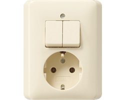 Gira Combinatie-Serie Wandcontactdoos Standaard 55 Creme Wit - 017501 - E3HB8