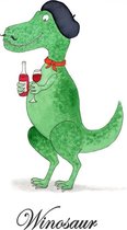 Winosaur - Wenskaart met envelop - Wijn - Dinosaurus - Grappig - Engels