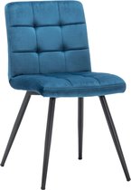 Eetkamerstoelen Set van 4 Collin - Blauw - Metaalpoot - Fluweel