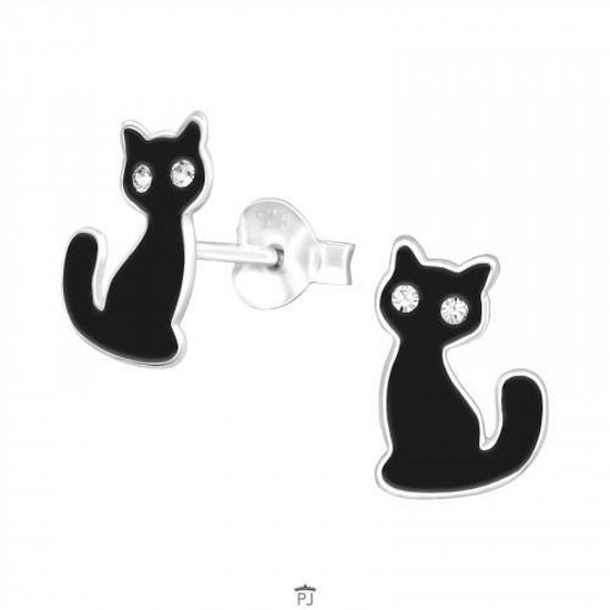 Boucles d'oreilles chat noir & blanc