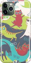 iPhone 11 Pro Hoesje - Premium Hard Hoesje - Back Cover - Met Dierenprint - Kat - Groen